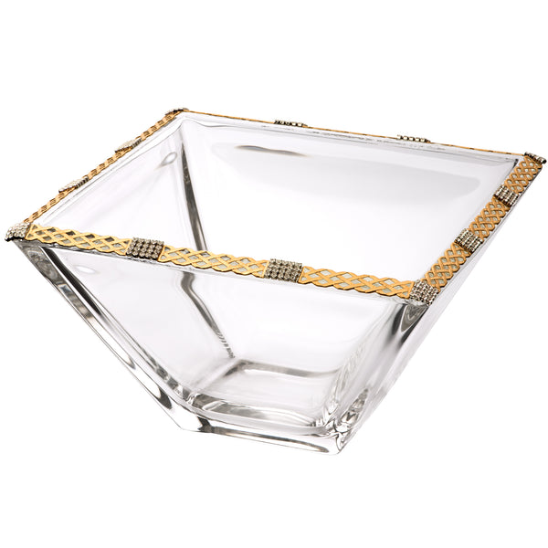 ALC 8in. Imperial Filigree Square Bowl Weave Silver with Brass